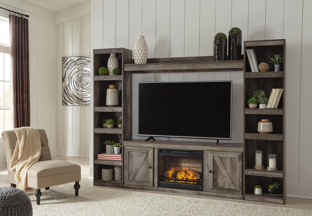 Wynnlow Gray Wynnlow 4-Piece Entertainment Center with Electric Fireplace