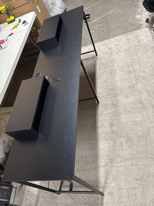 GTRACING L-Shaped Gaming Desk with RGB Light and Removable Storage Stands, Black - open_box