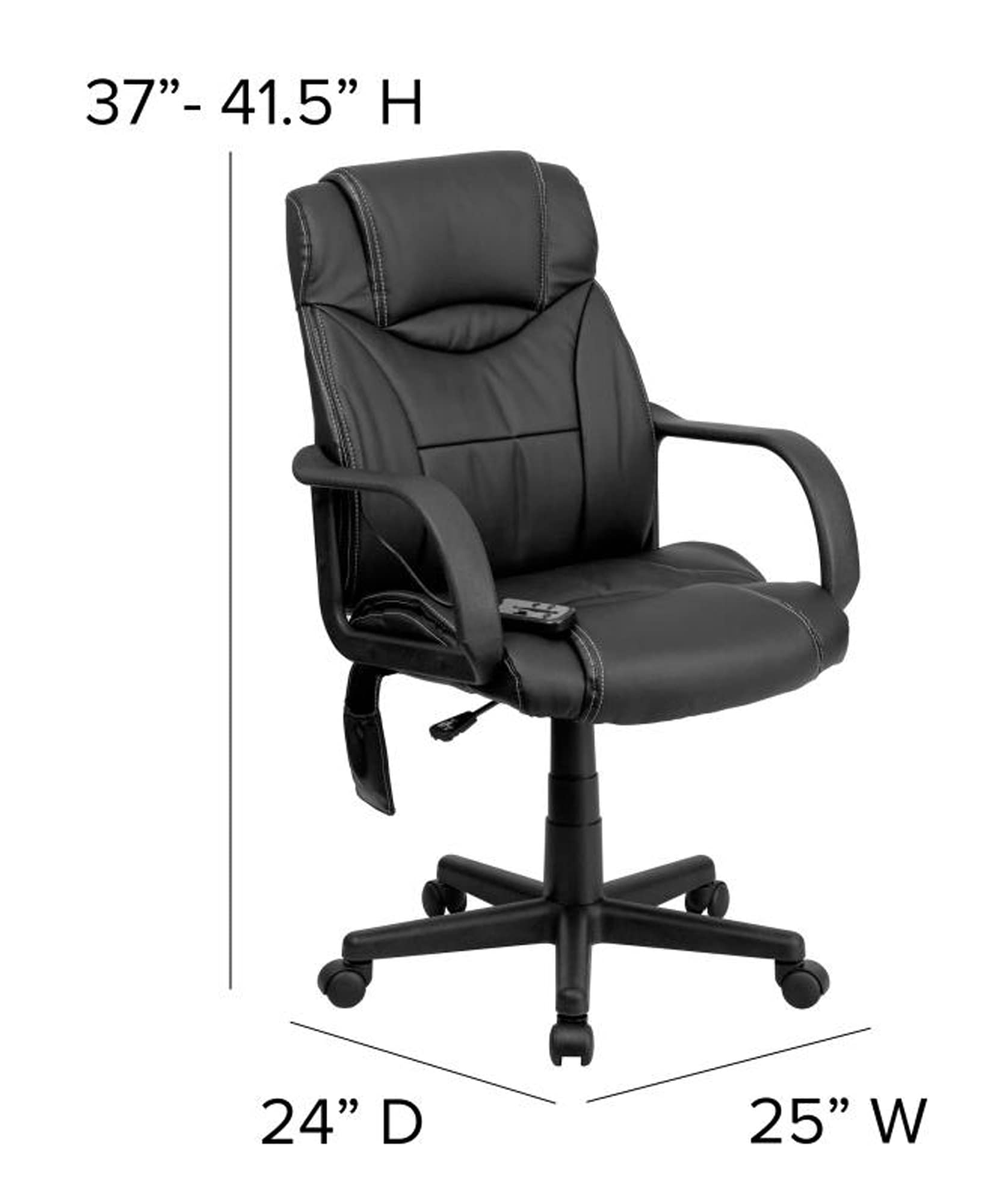 Offex High Back Massaging Black Leather Executive Office Chair - open_box