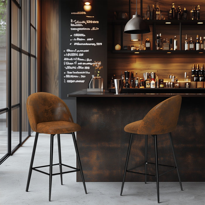 Homy Casa 26" Counter Height Bar Stools Set of 2, Swivel Stools for Kitchen Island, Brown - open_box