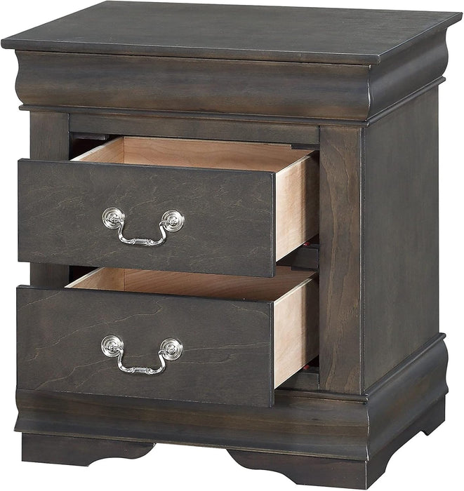 Traditional 2-Drawer Nightstand with Metal Handles, Fully Assembled, 21" L x 15" W x 24" H -