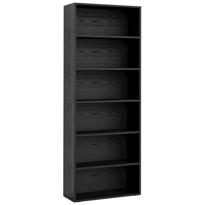 IRONCK Bookcases Floor Standing 6 Tier Shelves 70in Tall for Home Office Industrial Black - new