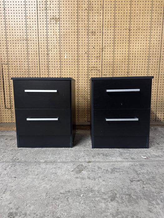 Set of 2 Kappesberg Jolyne 2-Drawer Nightstand, Modern Black Bedroom Storage - open_box