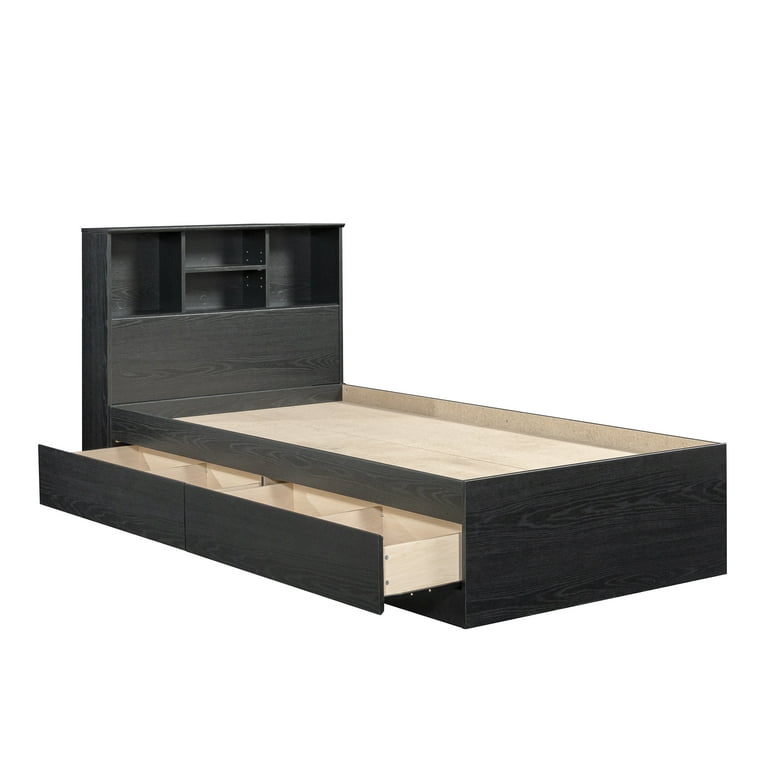 Your Zone Storage Bed with Bookcase Headboard, Twin, Bourbon Finish - open_box