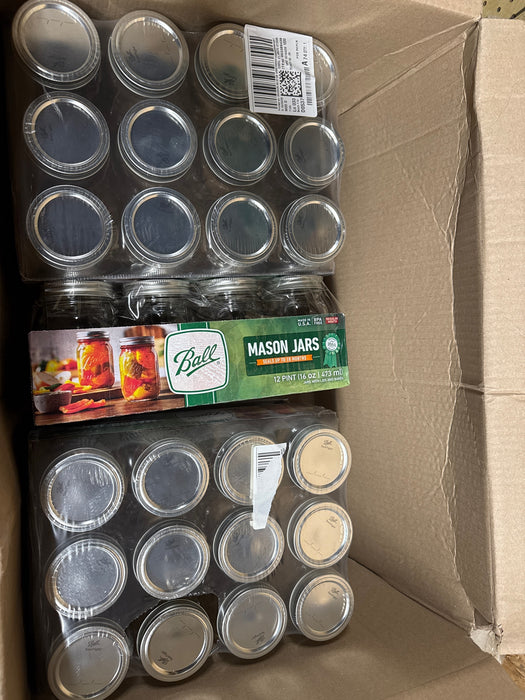 Ball Regular Mouth 16oz Pint Mason Jars with Lids & Bands, 12 Count - open_box