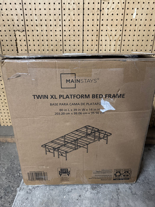 Mainstays 14" High Quad Fold Steel Platform Bed Frame, Twin XL - new