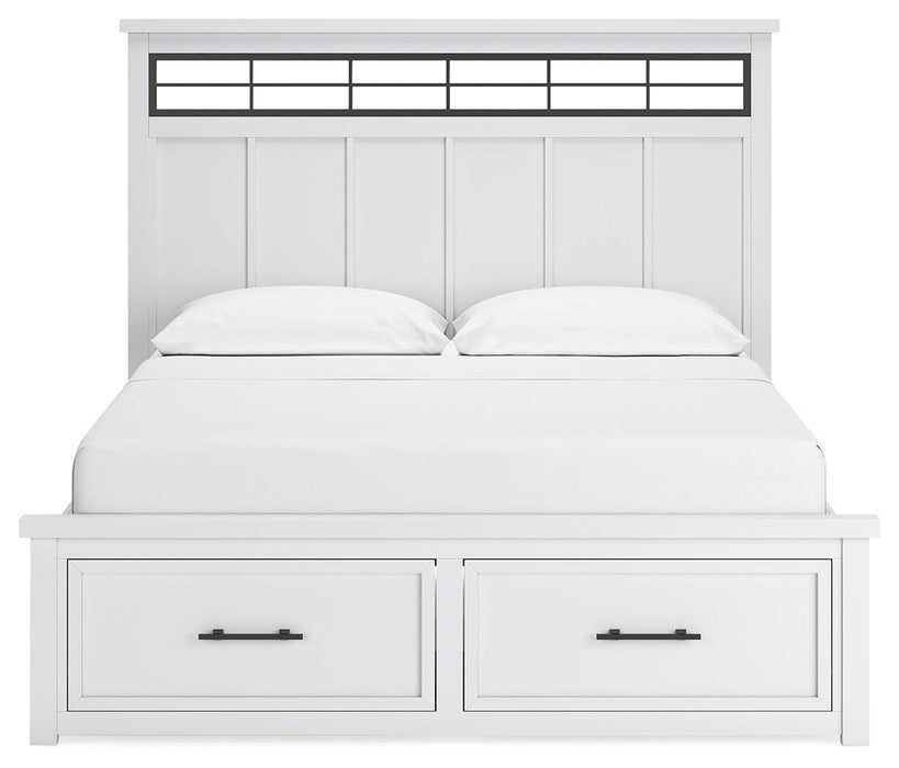 Ashbryn White/Natural Ashbryn California King Panel Storage Bed