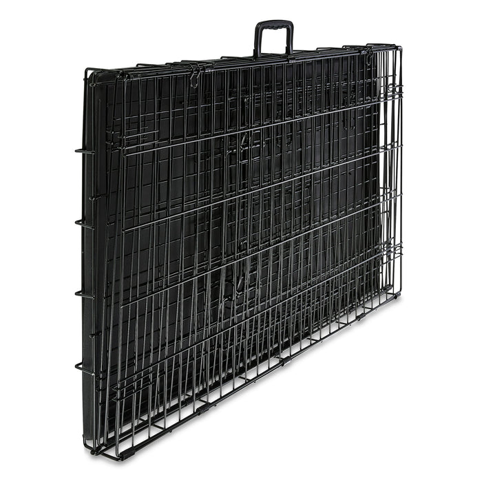 Vibrant Life Wire Dog Crate, Double-Door, Divider and Leak-Proof Tray, Metal, Foldable, Durable, Black, 36" - new