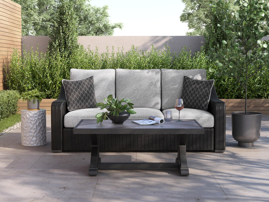 Beachcroft Black/Light Gray Sofa with Cushion