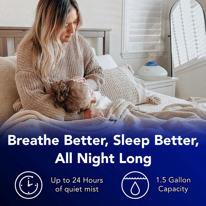Vicks Warm Steam Vaporizer Humidifier with Night Light, 1.5 Gal, 600 Sq. Ft, White, V150SGNLUPCV2 - new