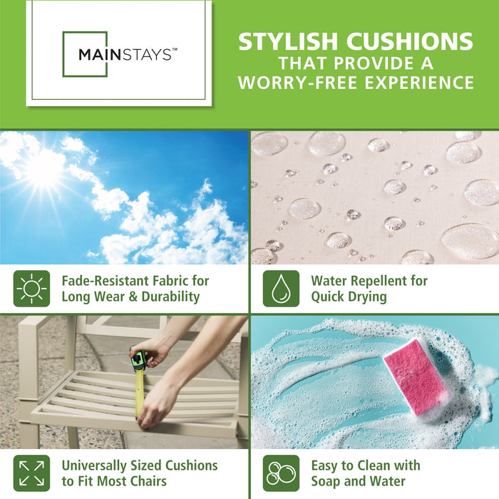 Mainstays 37"L x 19.5"W Tan 1 Piece Rectangle Outdoor Chair Cushion - open_box