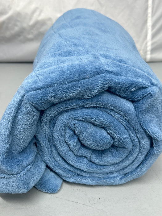Sunbeam Electric Heated Throw Blanket Oversize Blue Corduroy Microplush 4 Heat Settings - new