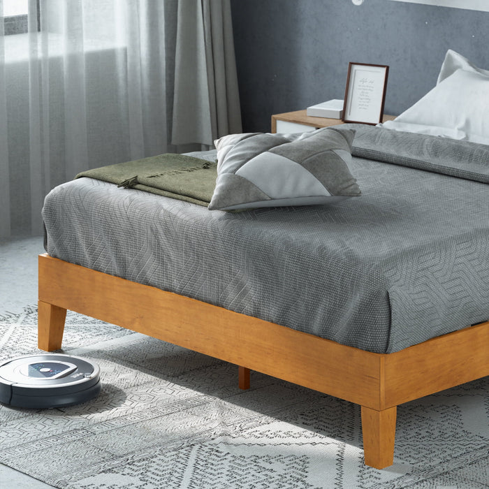 Zinus Alexia 12 Deluxe Wood Platform Bed Frame, Rustic Pine, King - open_box