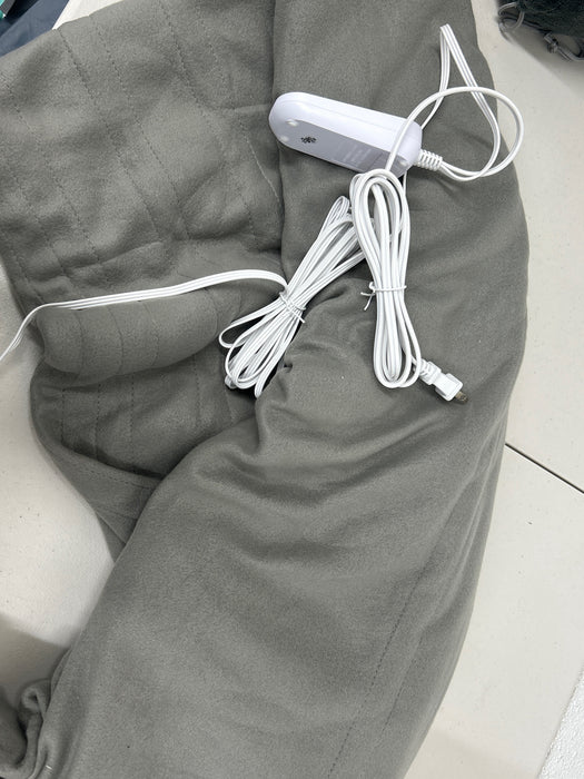 Sunbeam Electric Heated Bed Blanket Gray Soft Brushed Fleece 12 Heat Settings Full 84 x 72 - new