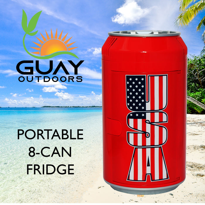 Guay Outdoor Portable Mini Fridge US Can Beverage Cooler – 8 Cans / 5 Liters - Indoor AC Home and Outdoor DC Car Vehicle Small Refrigerator - open_box