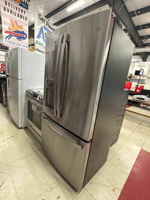 GE Profile PYE22KYNFS 36" Counter-Depth Bottom Freezer with French Door Twin Chill Evaporator Quick Space Shelf and LED Lighting in Fingerprint Resistant Stainless Steel - open_box