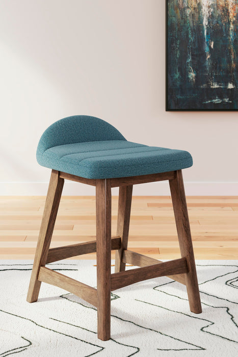 Lyncott Blue/Brown Lyncott Counter Height Bar Stool
