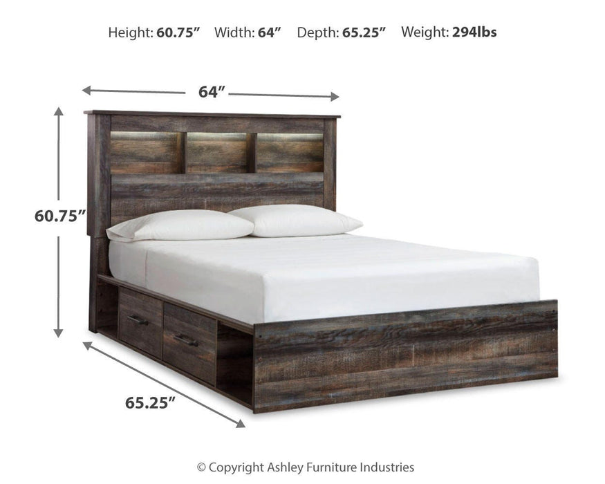 Drystan Multi Drystan Queen Bookcase Bed with 4 Storage Drawers