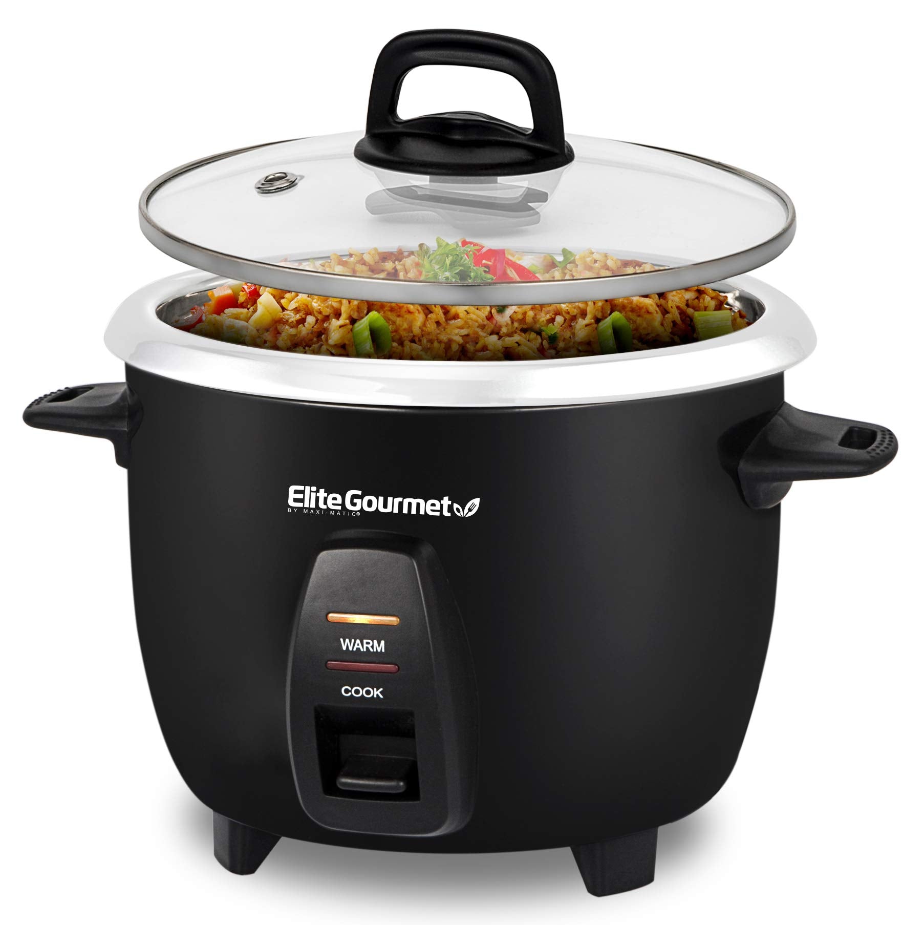 Elite Gourmet ERC2010B Electric Rice Cooker with Stainless Steel Inner Pot Makes Soups, Stews, Porridge's, Grains and Cereals, 10 cups cooked (5 Cups uncooked), Black - new