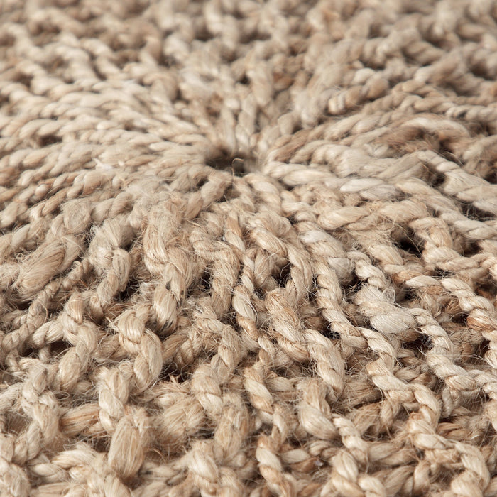 Noble House Solid Print Off-White Jute Round Pouf - new
