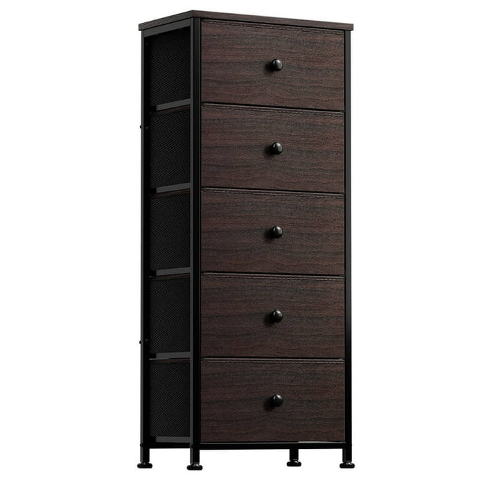 GUNAITO 5 Drawer Dresser for Bedroom Tall Narrow Chest of Drawers Fabric Storage Dresser for Adults,Brown - new