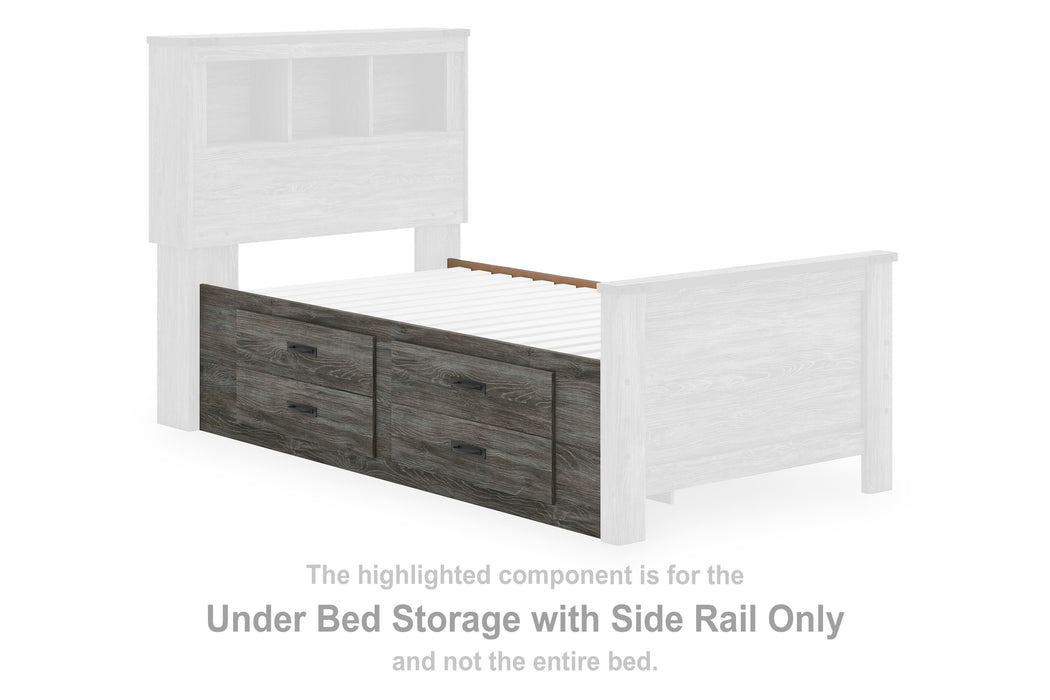Frandern Gray Under Bed Storage w/Side Rail