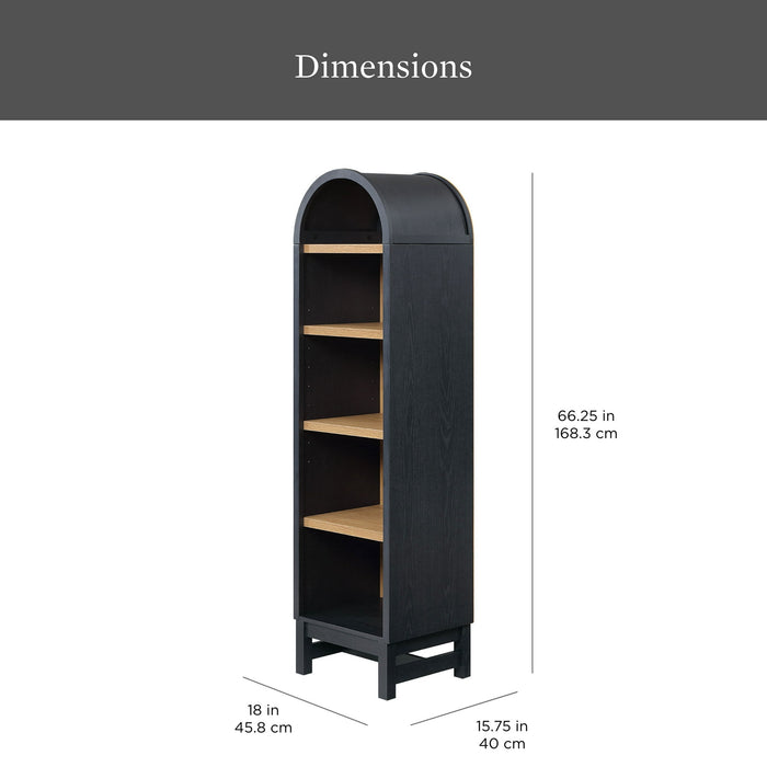 Better Homes & Gardens Juliet Narrow Arch Bookcase, Rich Black and Light Honey - new
