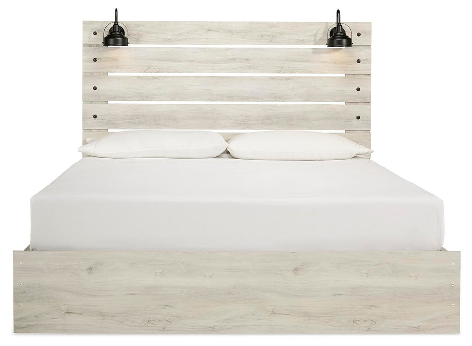 Cambeck Whitewash Cambeck King Panel Bed with 4 Storage Drawers