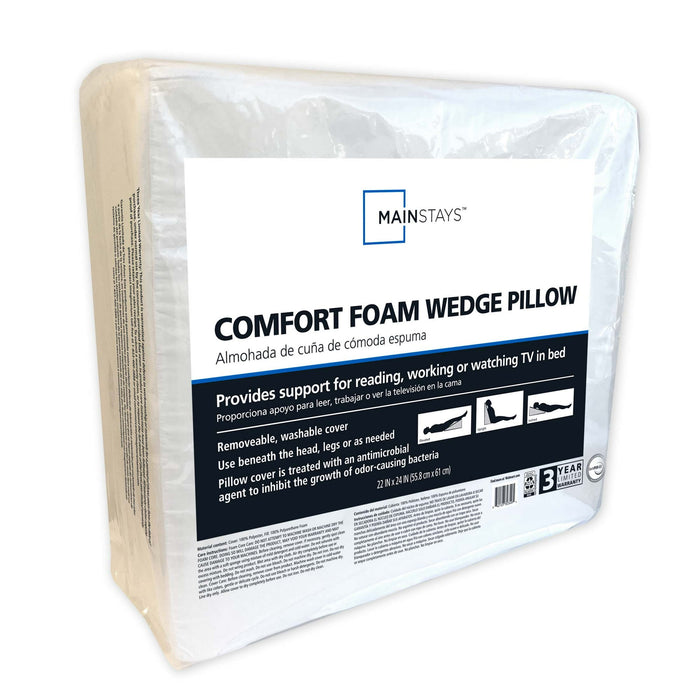 Mainstays Comfort Foam Wedge Pillows - Removable Cover Zip Closure - new