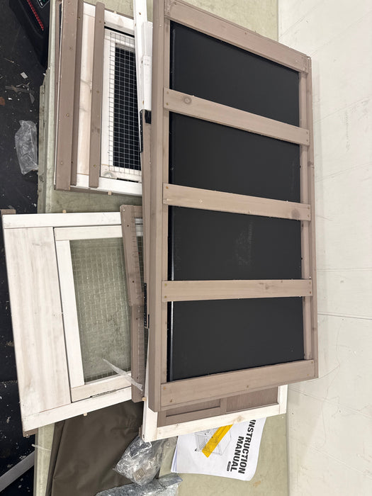 Aivituvin Rabbit Cage Indoor Outdoor Bunny Hutch on Wheels, 2 Story Wood Guinea Pig Cages with 2 Deeper Pull Out Trays - new