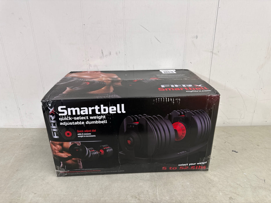 FitRx Adjustable Dumbbells, 52.5lb SmartBell Dumbbell Set with Quick-Select Weights for Home Gym - new