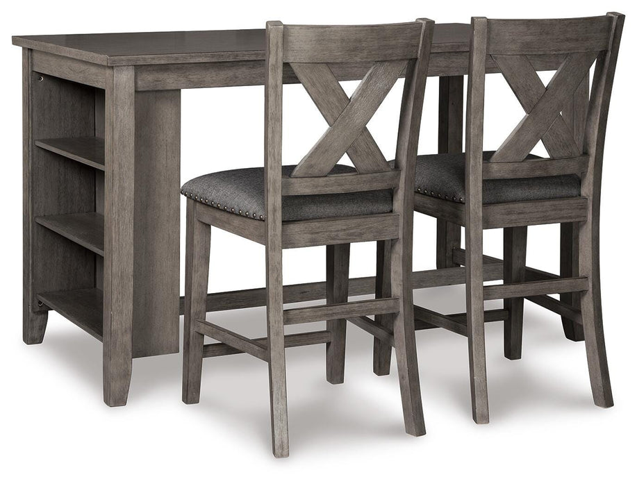 Caitbrook Gray Caitbrook Counter Height Dining Table and 2 Barstools