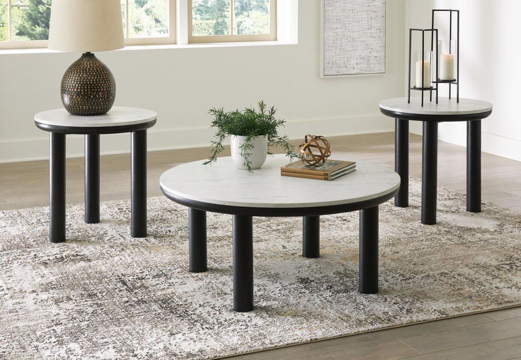 Xandrum Black/White Occasional Table Set (3/CN)