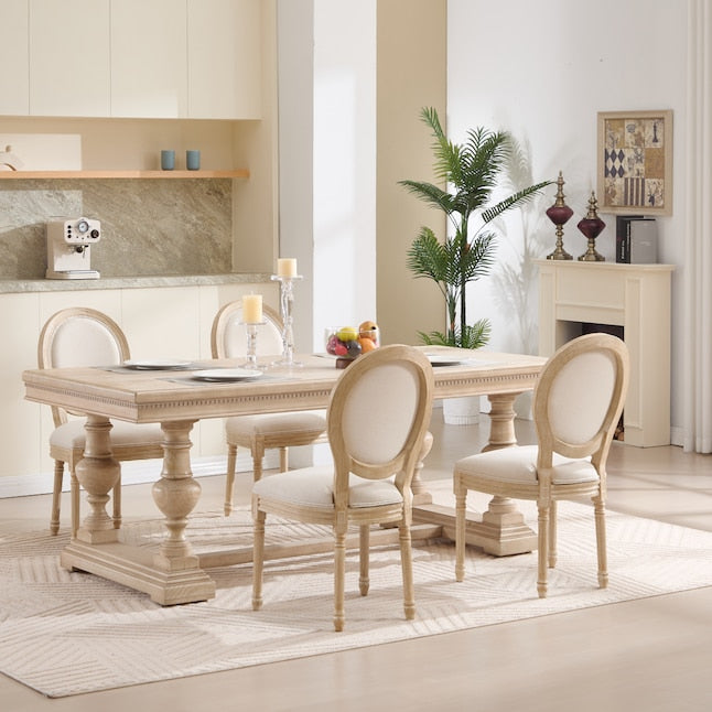 Streamdale Furniture Streamdale French Country Upholstered Dining Chairs Set of 2 Beige
