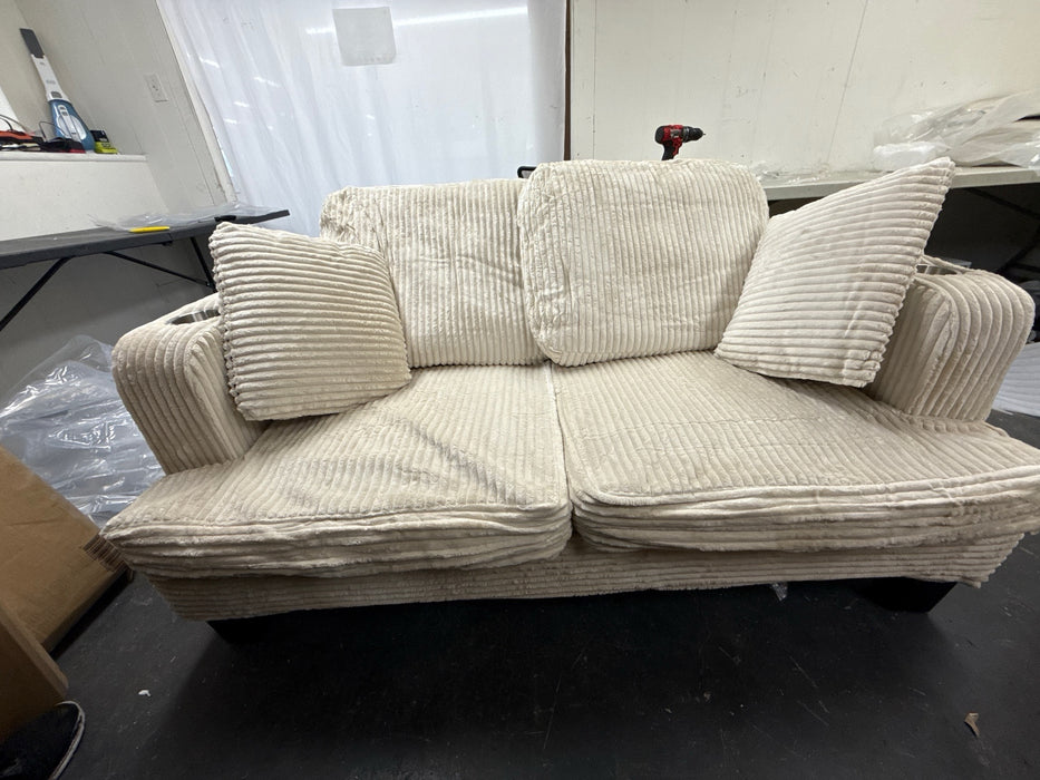 Furniture of America Kasin 61-in W Modern Beige Chenille 2-seater Loveseat - new