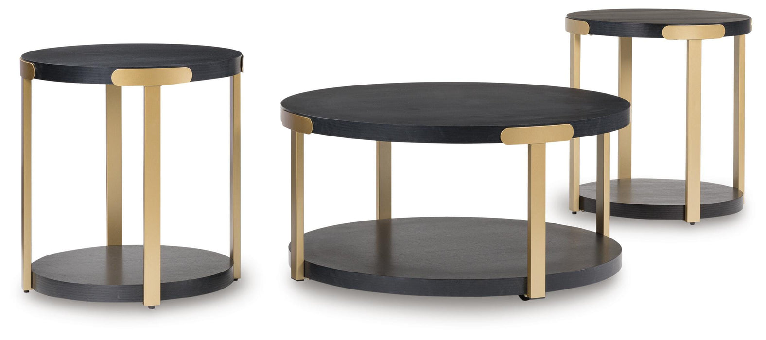Shylore Black/Brass Finish Occasional Table Set (3/CN)