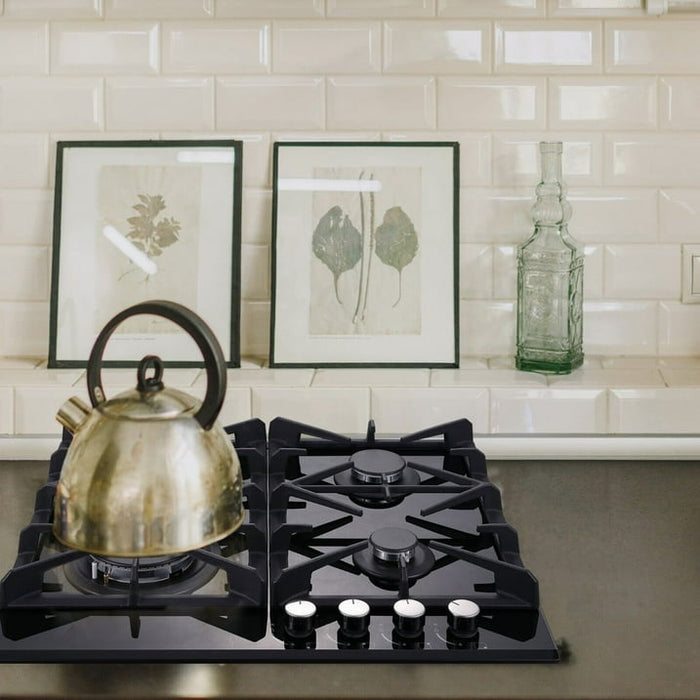 4-Burners Gas Cooktop 24 inch Stainless Steel Tempered Glass NG/LPG Convertible - open_box