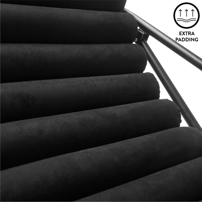 Stylehouse Ribbed Folding Sling Lounge Chair, Black, 28" L x 22" W x 30" H - new