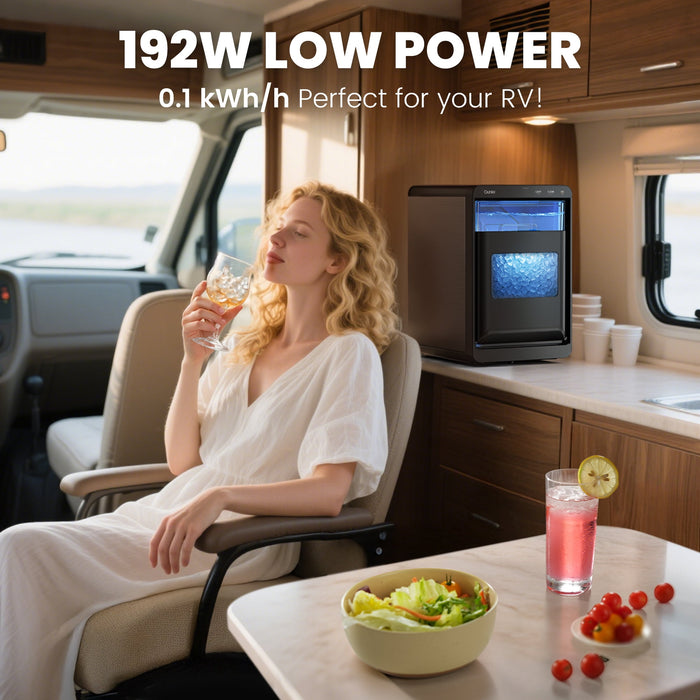 Qunler Nugget Ice Maker Countertop, 44lbs per Day Chewable Pebble Nugget Ice Machine with Touch Screen for Home, Kitchen, Office, Stainless Steel, Black - new