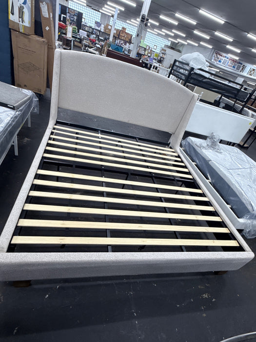 Better Homes & Gardens Windsor Platform Bed with Wingback Headboard, Queen, Gray Boucle - new