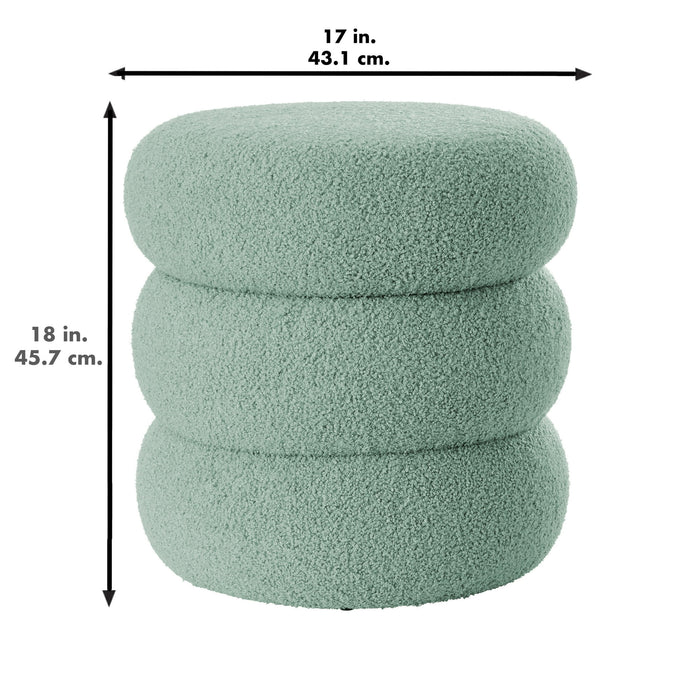 Mainstays Boucle Cloud Storage Ottoman, Sage - new