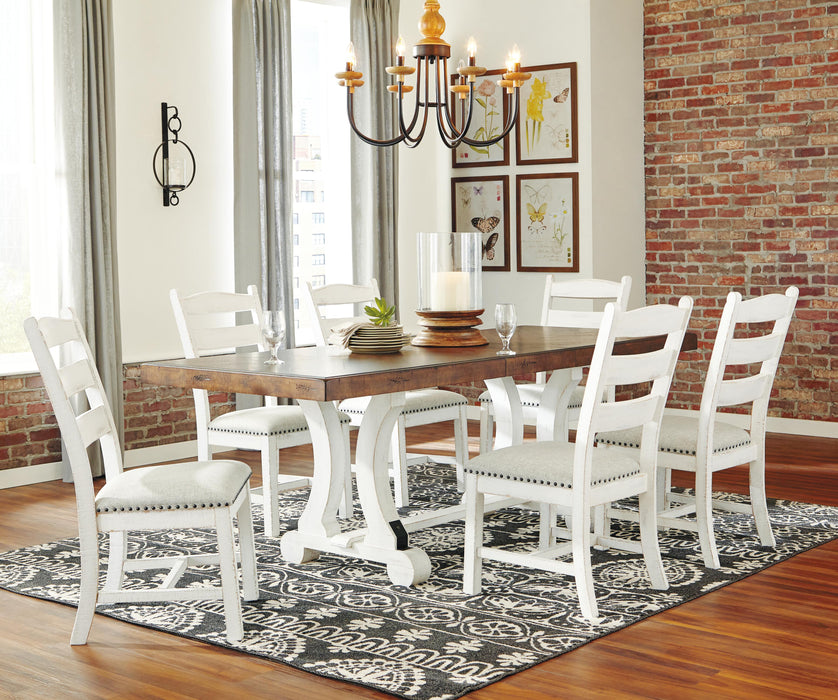 Valebeck White/Brown Valebeck Dining Table and 6 Chairs