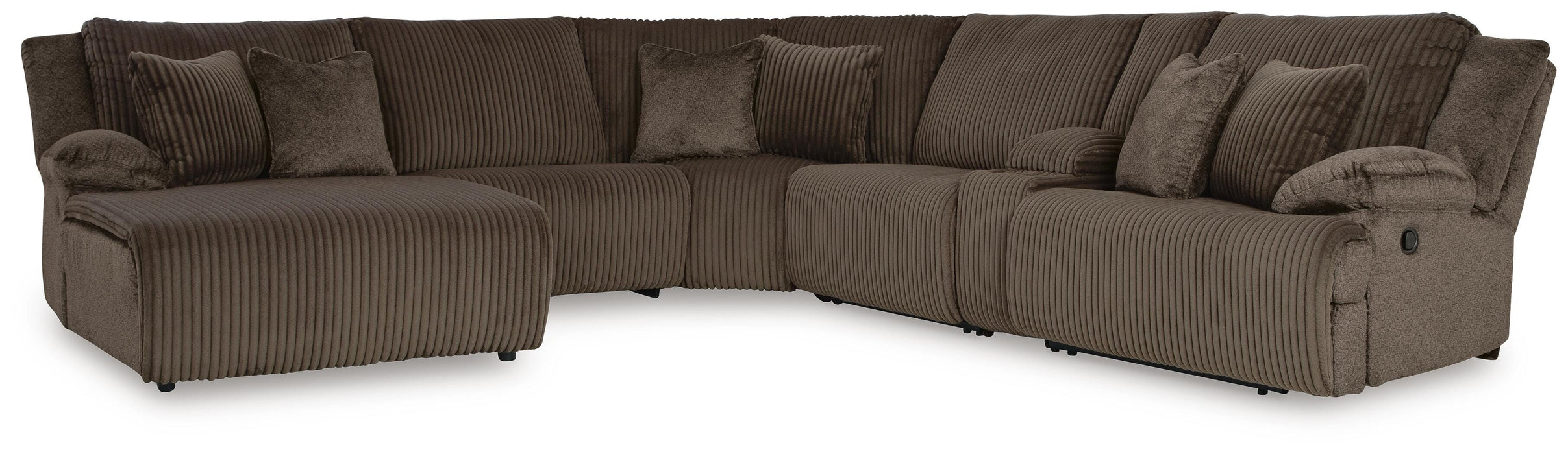 Top Tier Chocolate Top Tier 6-Piece Reclining Sectional with Chaise