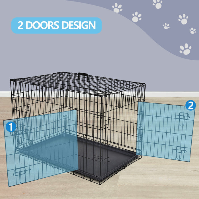 HomGarden 36 Foldable Dog Crate Steel Pet Kennel Double Door Medium Dog Cage - open_box