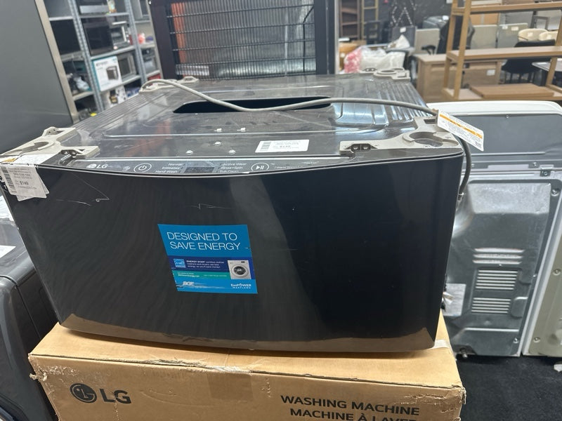 LG - SideKick 1.0 Cu. Ft. High-Efficiency Smart Top Load Pedestal Washer with 3-Motion Technology - Black Steel - use_like_new