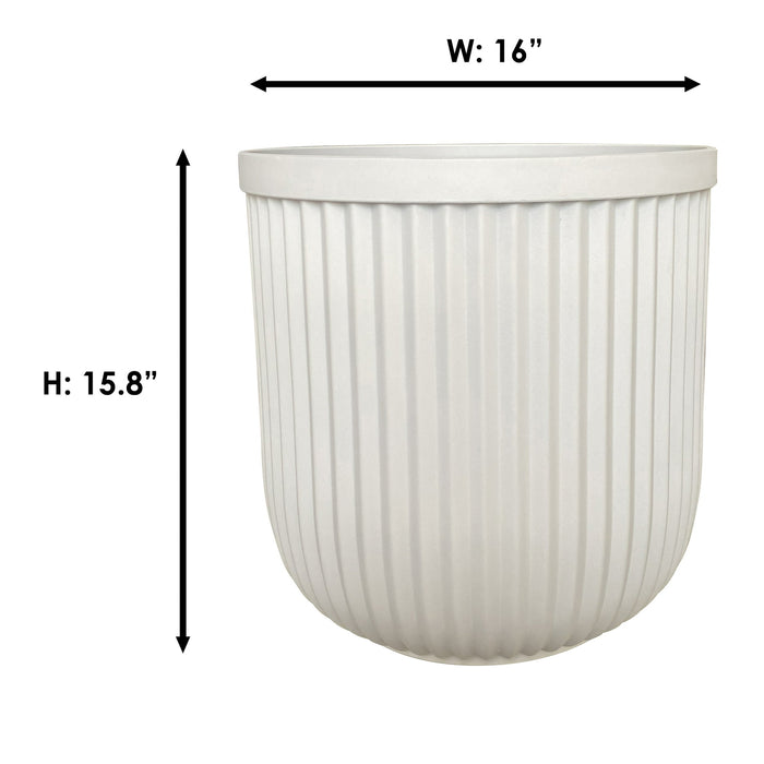 Better Homes & Gardens 16"W x 16"L x 15.8"H Ellan White Resin Plant Pot Planter - new
