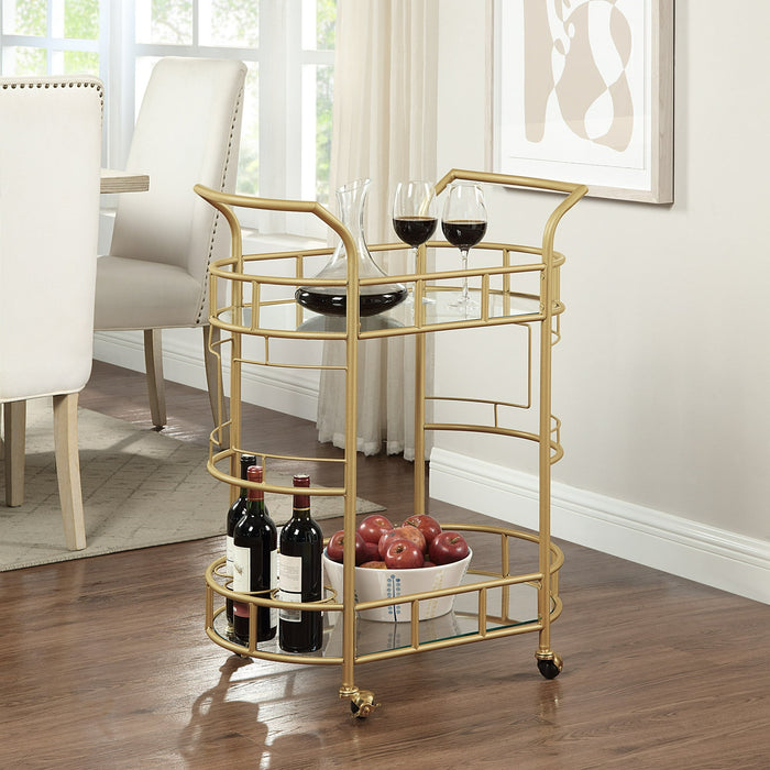 Better Homes & Gardens Fitzgerald Bar Cart with Matte Gold Metal Finish, 2-Tiers - open_box