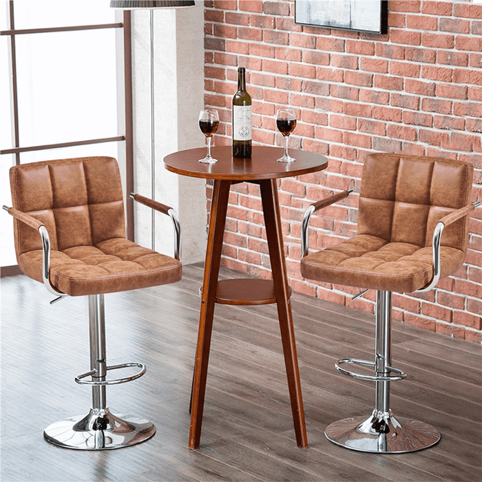 Yaheetech 2pcs PU Leather Adjustable Bar Stools for Dining Room, Retro Brown - new