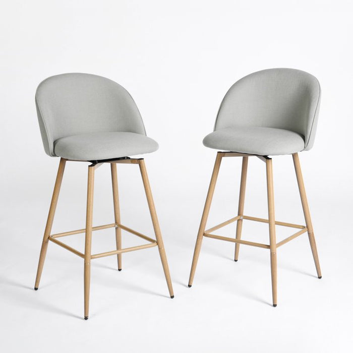 Homy Casa Modern Swivel Counter Stool 2-Piece Set, 26-inch Height Upholstery Barstools Set of 2, Ideal for Kitchen or Counter,Grey - new