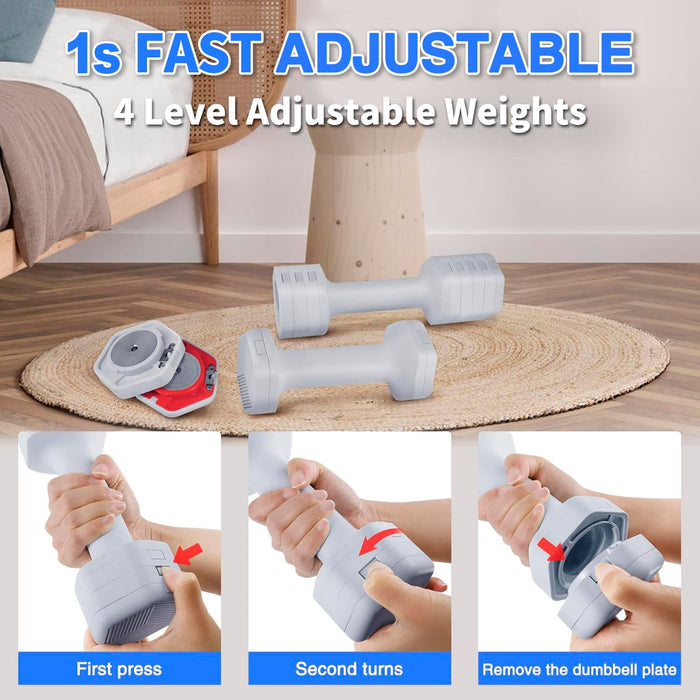 Winfita 4 in 1 Adjustable Dumbbells Hand Weights Set: 5 lb Dumbbells Set of 2 Each 2lb 3lb 4lb 5lb Free Weights Fast Adjust Weight Dumbbells Set for Women Men Home Gym Exercise Training - open_box